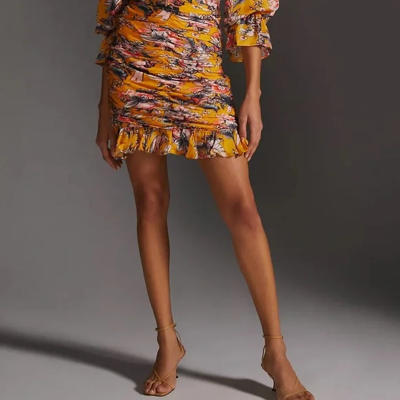 Anthropologie Ranna Gill Ruched Floral Mini Dress - Picture 10 of 16